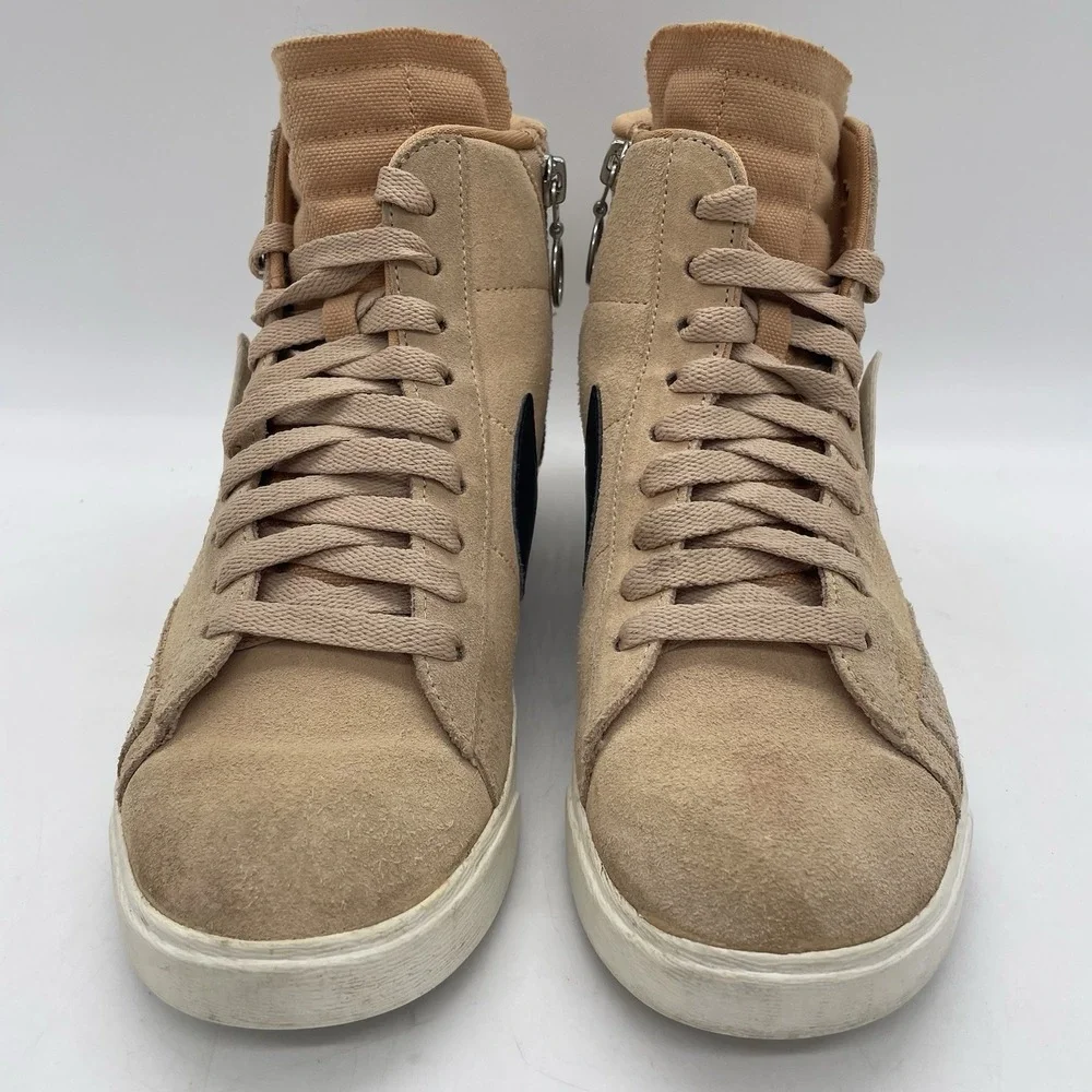 Nike Womens 7 Shoes Shoes Blazer Mid Rebel XX Bio Beige Suede Sneakers Side Zip‎